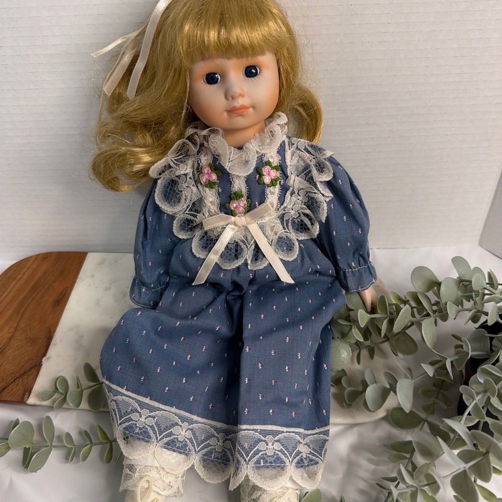 Porcelain doll 15” made in Taiwan